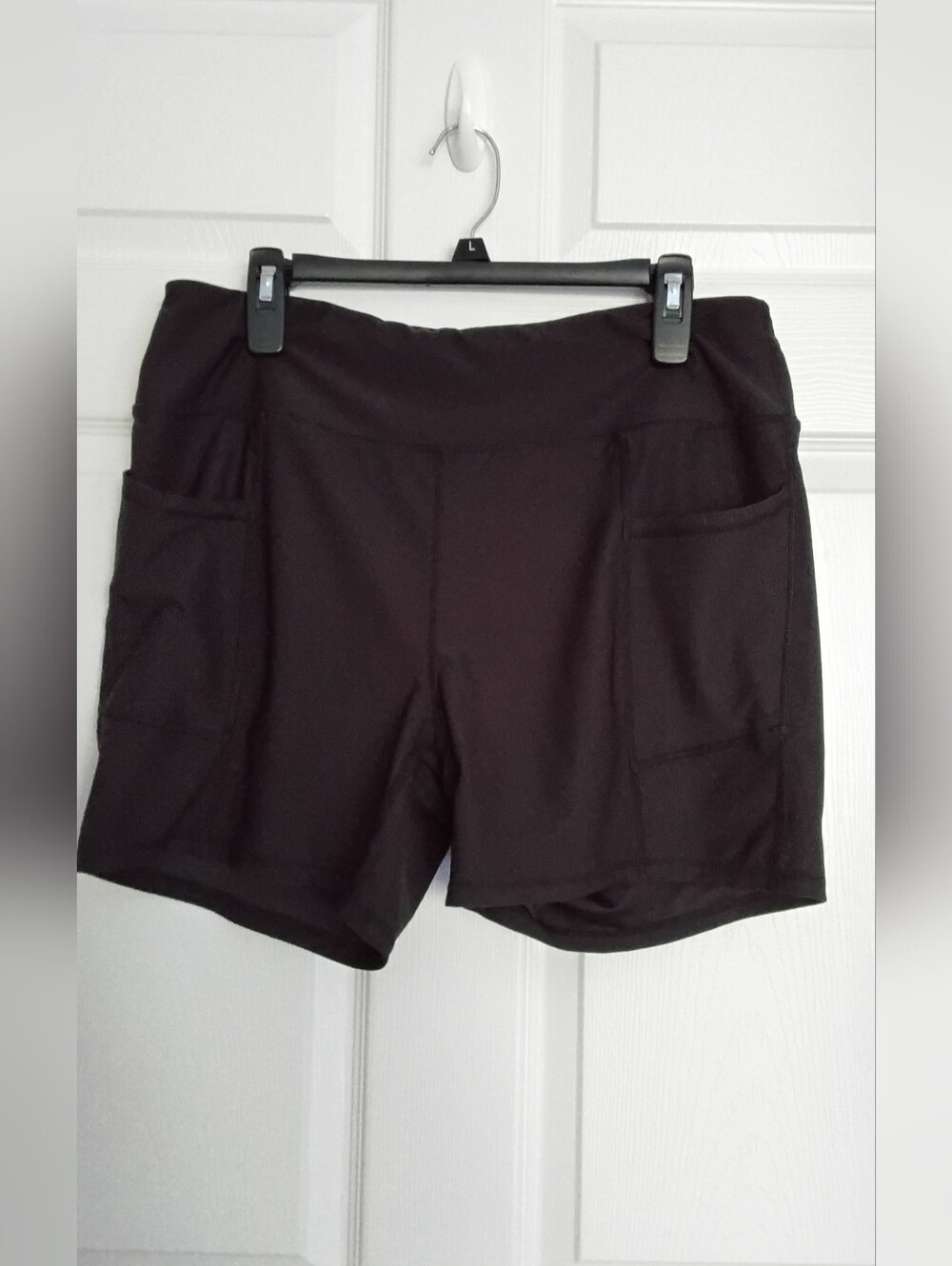 Womens Active USA Black Athletic Shorts with Side Pockets